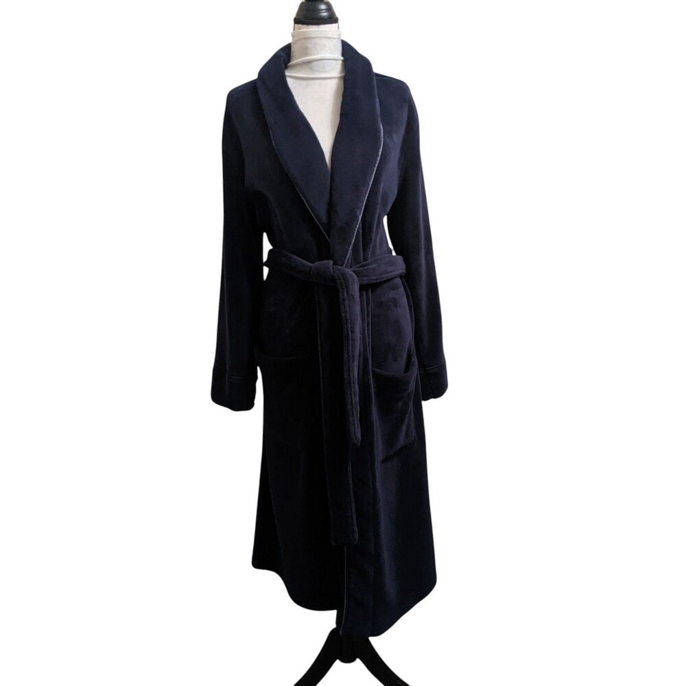 Merona Long Plush Bath Robe Blue Unisex Men Women Size S/M